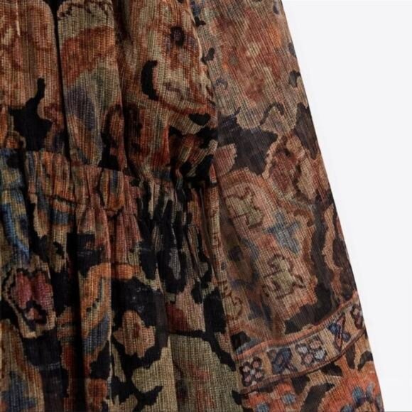 NWT ZARA MAXI PRINTED BOHEMIAN DRESS/ZARA CASUAL FORMAL DRESS FALL Size XXL - Picture 5 of 14